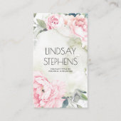 ピンク色の花ヴィンテージ水彩ニュートラエレガントル 名刺 (正面)