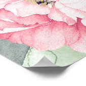 ピンク色の花ヴィンテージ結婚水色 ポスター (角)