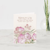 ピンク色の花悔やみや弔慰 カード (正面)