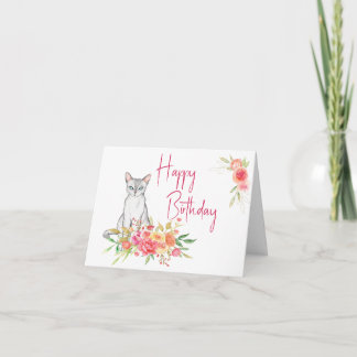 ピンク色の花束誕生日カードfrom the Cat カード