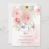ピンク色の花淡い色のをコテージする 招待状 (正面)