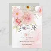 ピンク色の花淡い色のをコテージする 招待状 (正面/裏面)