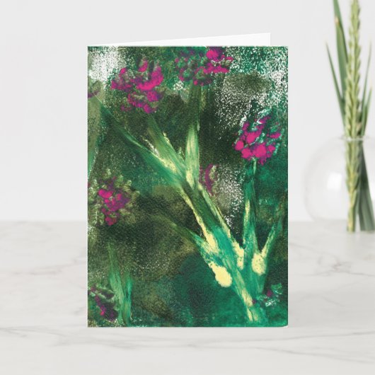 ピンク色の花空白ののグリーティングカード カード (正面)