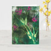 ピンク色の花空白ののグリーティングカード カード (黄色い花)