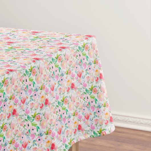 ピンク色の花紫色の白いパステル テーブルクロス (インサイチュ)
