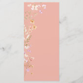 ピンク色の花結婚のイベントメニューテーブルデコール メニュー (裏面)