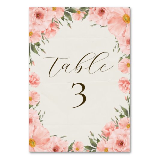 ピンク色の花結婚のテーブル番号 テーブルナンバー (正面)