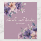 ピンク色の花結婚のワインラベル ワインラベル (シングルラベル)