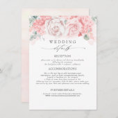 ピンク色の花結婚の情報 エンクロージャーカード (正面/裏面)