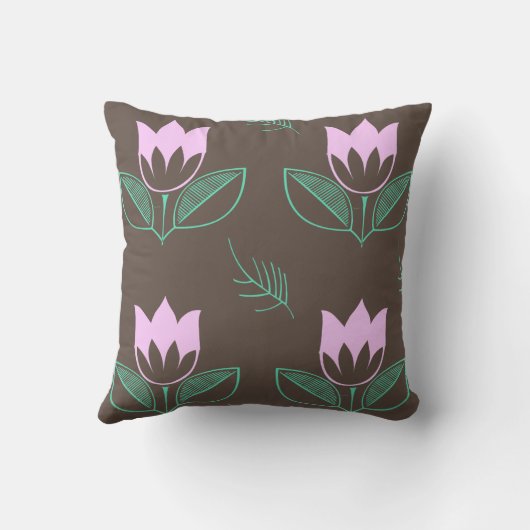 ピンク色の花色 クッション (裏面)