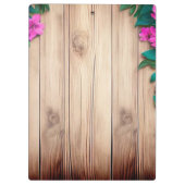 ピンク色の花茶色の木 クリップボード (裏面)