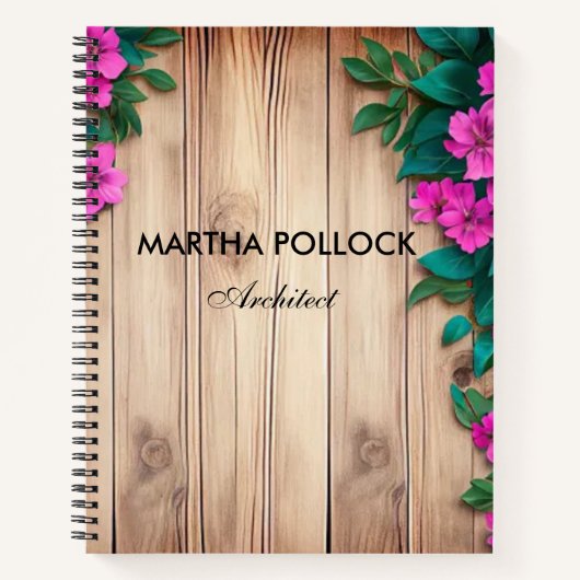 ピンク色の花茶色の木 ノートブック (正面)