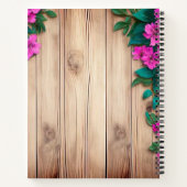 ピンク色の花茶色の木 ノートブック (裏面)