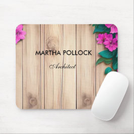 ピンク色の花茶色の木 マウスパッド