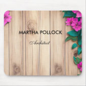 ピンク色の花茶色の木 マウスパッド (正面)