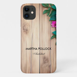 ピンク色の花茶色の木 iPhone 11 ケース