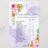 ピンク色の花誕生日は常に、またはゲームしない (正面/裏面)