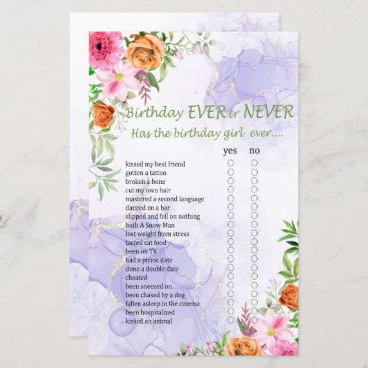 ピンク色の花誕生日は常に、またはゲームしない (正面/裏面)