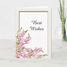 ピンク色の花金ゴールド結婚フレームおめでとう