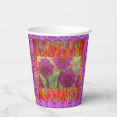 ピンク色の花3 2 紙コップ (裏面)