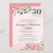 ピンク色の花50結婚周年 招待状 (正面/裏面)