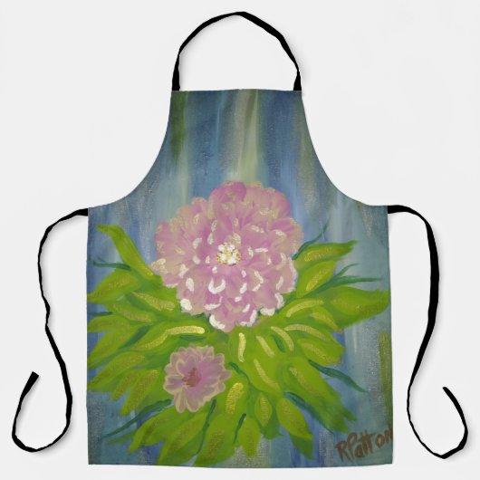 ピンク色の花 エプロン (正面)