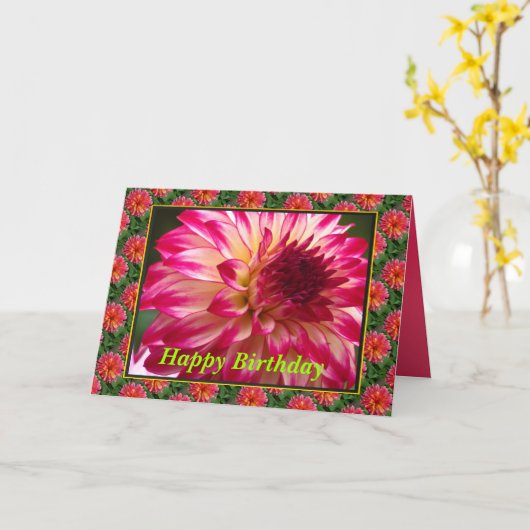 ピンク色の花 カード (黄色い花)