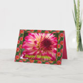 ピンク色の花 カード (正面)