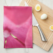 ピンク色の花 キッチンタオル (四つ折り)