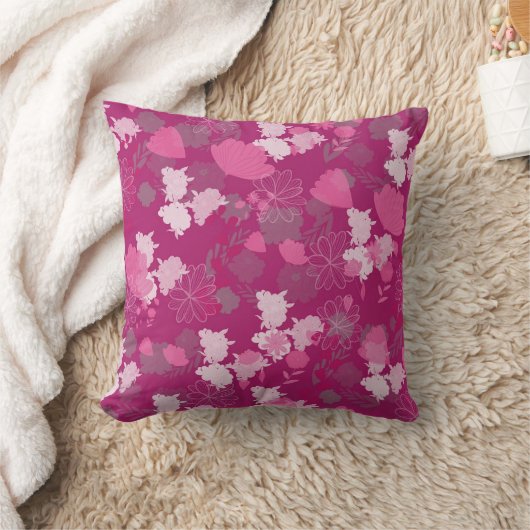 ピンク色の花 クッション (ブランケット)