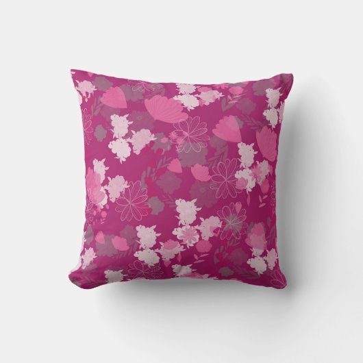ピンク色の花 クッション (正面)