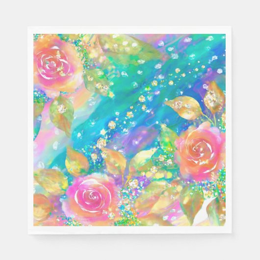 ピンク色の花 スタンダードランチョンナプキン (正面)