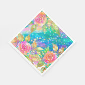 ピンク色の花 スタンダードランチョンナプキン (角)