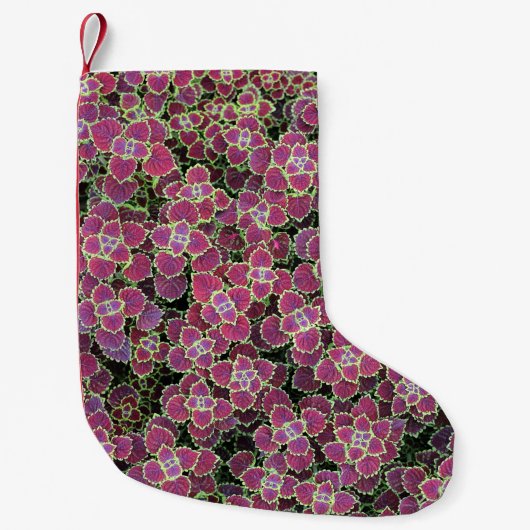 ピンク色の花 スモールクリスマスストッキング (正面)