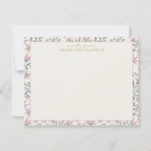 ピンク色の花 | フラットノートカード 招待状 (正面)