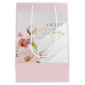 ピンク色の花 ミディアムペーパーバッグ (裏面)