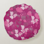 ピンク色の花 ラウンドクッション (裏面)