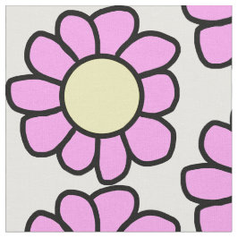 ピンク色の花(中央が黄色) ファブリック