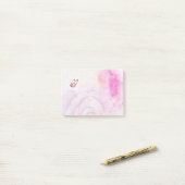 ピンク色の花 – 水色 – バラ ポストイット (デスク上)