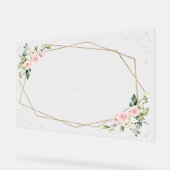 ピンク色の花、白い花、のタイムラ結婚イン アクリルサイン (傾斜)