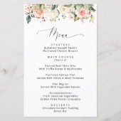 ピンク色の花、白い花、ブライダルシャワーメニュー (正面)