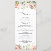 ピンク色の花、白い花、ブライダルシャワーメニュー メニュー (正面)