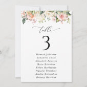 ピンク色の花、白い花、座席表カード (裏面)