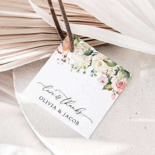 ピンク色の花、白い花、緑結婚、 フェイバータグ