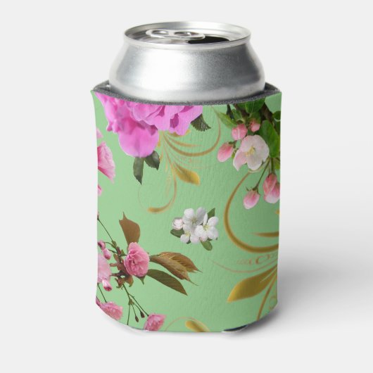 ピンク色の花 缶クーラー (缶裏面)