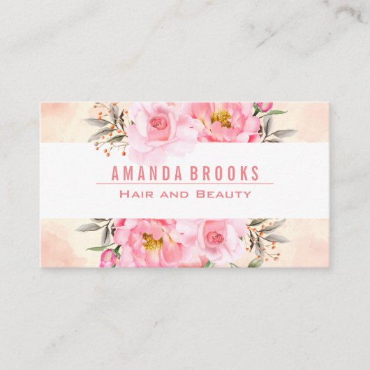 ピンク色の花 | 芸術的絵を描 | ピンクのテクスチャ 名刺 (正面)