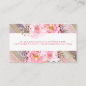 ピンク色の花 | 芸術的絵を描 | 金箔の斑点 名刺 (裏面)
