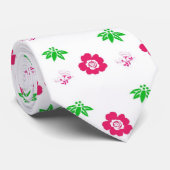 ピンク色の花，葉緑，パタかわいらしーン ネクタイ (ロール)