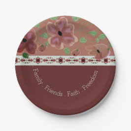 ピンク色の茶色と薄い緑モダン ペーパープレート