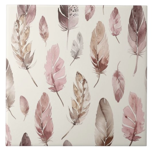 ピンク色の茶色の羽 タイル (正面)